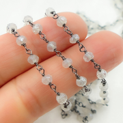 Coated White Topaz Wire Wrap Chain